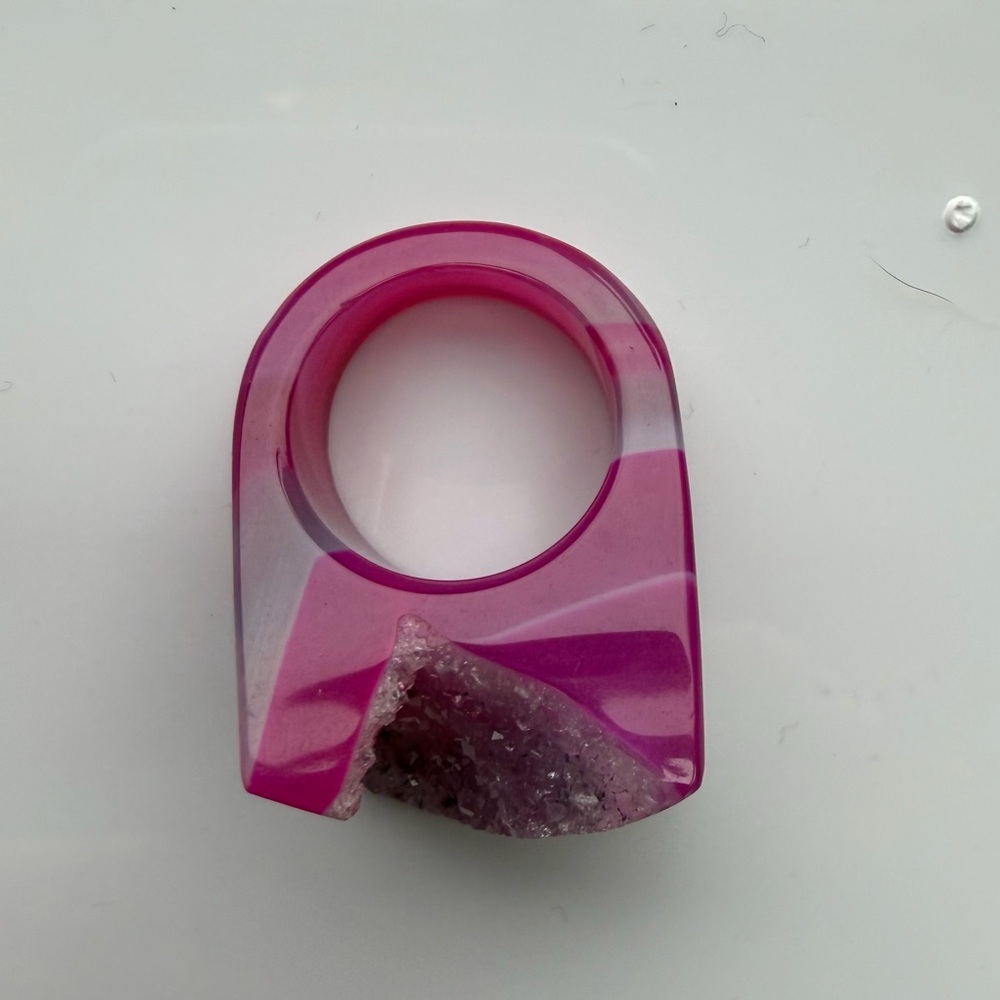 Pink Geode Statement Ring - image 1